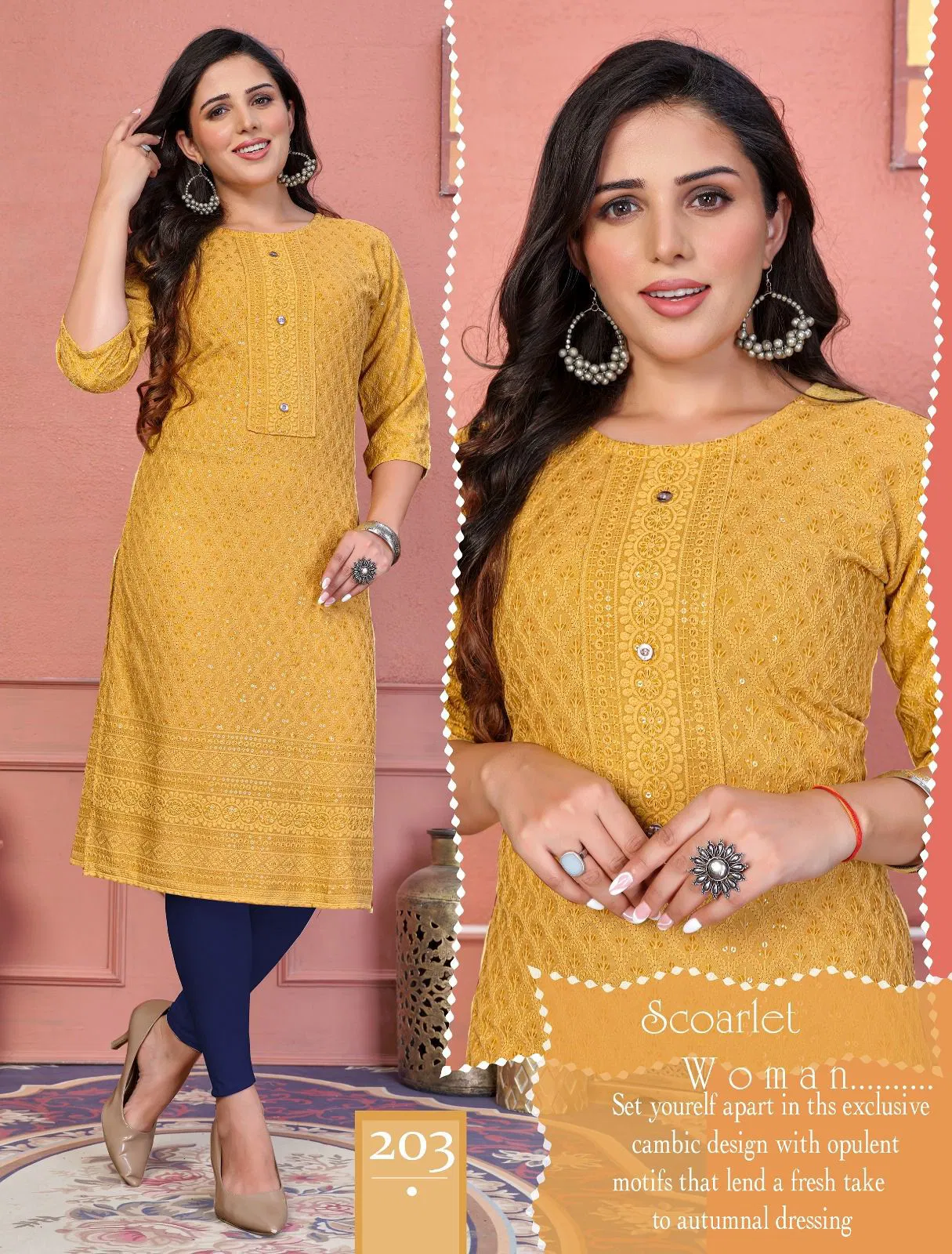 Glam Studio By Beauty Queen Rayon Chikenkari Kurtis Wholesale Price In Surat
